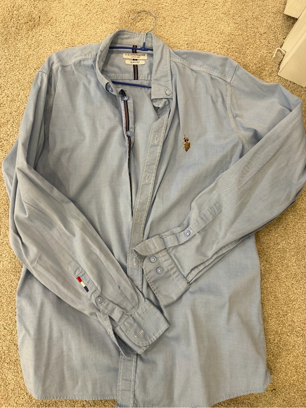 US Polo Light Blue Long-Sleeve Oxford Shirt